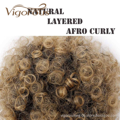Cheap Price Short Afro Kinky Curly Puff Bun Drawstring With Clips In Fluffy Bun Synthetic Hair Chignon Extension For Black Women